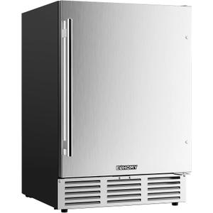 EUHOMY 24 Inch Beverage Refrigerator, Built-in and Freestanding Beverage Cooler 180 Can, Under Counter Beverage Fridge with Stainless Steel Door, Outdoor Refrigerator for Soda, Beer, Wine