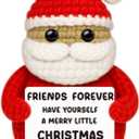 2 x Handmade Crochet Santa Claus Gifts for Friends,Cute Christmas Ornaments Decorations,Funny Christmas Best Friend Birthday Gifts for Women,Cute White Elephant Stocking Stuffers for Friend Bestie Sister