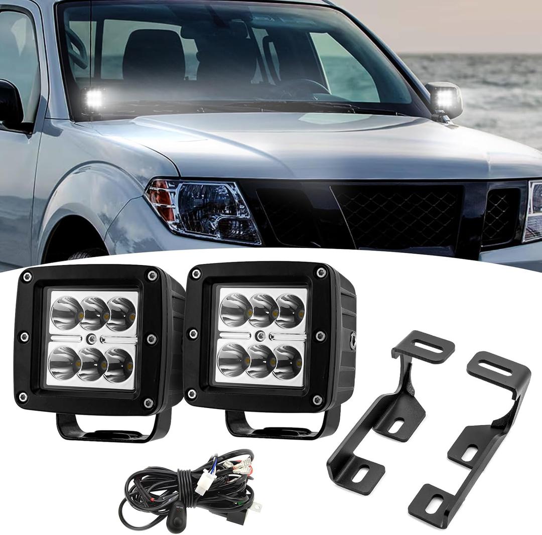 Wsays 2Pcs 24W LED Light Pods & Ditch Hood Hinge LED Pod Mount Bracket w/Wiring Kit Compatible with Nissan Frontier Xterra 2005-2021 2nd Gen Wsays 2Pcs 24W LED Light Pods & Ditch Hood Hinge LED Pod Mount Bracket w/Wiring Kit Compatible with Nissan Frontier Xterra 2005-2021 2nd Gen
