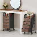 SWTYMIKI Rolling Makeup Organizer Cart  Floor Skincare Make Up Storage with 4 Nonwoven Drawers, Vanity Organizer Cosmetic Display Cases Cabinet for Skin Care Perfume Nail Polish Brush Hair Tool