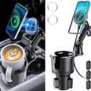 Magnetic Wireless Cup Phone Holder for Magsafe Car Mount Charger 15W Fast Charging Cell Phone Stand with Expandable Base for iPhone 16 15 14 13 12 Series