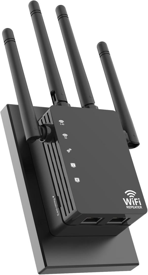 WiFi Extender with 4 Antennas 1200Mbps - Dual Band 5GHz/2.4GHz, WiFi Extender Signal Booster with 3 Modes Support, WiFi Repeater with 12880 Sq.ft 105 Devices, Easy Set Up for Home