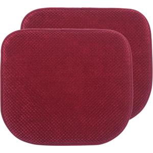Wine Red Foam Seat Cushions Kitchen Chairs Pads for Dining Chairs 2 Pack Non Slip Patio Seat Cushions Washable U Shaped Soft Thick Large Metal Wooden Chair Cushions,17" x 15"