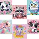 GQYCZZ 6 Pack 5D Diamond Painting Kits for Kids Beginners, Full Drill Cute Animals Diamond Art Kits, DIY Big Gem Art for Children Ages 6-7-8-9-12, Home Wall Decor 6x6 Inch