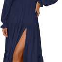 ZESICA Women's Boho Off Shoulder Wedding Guest Dress 2026 Spring Summer Side Split Flowy A Line Long Maxi Dresses Small