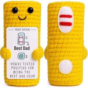 MAMAGIFTREE Funny Father’s Day Present - Best Dad Test Stick Crochet Plush - Handmade Positive Test Gag Gift for Dad from Kids or Wife, Birthday, Christmas, Set Of 5