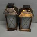 2 Pack Solar Lantern with Flickering Flame Candle, 13" Outdoor Waterproof Solar Lanterns Garden Decorative, Glass Hanging Lantern Metal for Outdoor Patio Yard Tabletop Decoration Mothers Day Gifts Mom