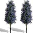 MGWILL 3FT Artificial Lavender Topiary Tree, Set of 2 Artificial Shrubs Fake Bushes with Spike, Faux Lavender Plants for Porch, Artificial Plants for Outdoor Planters Indoor UV Resistant