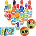 ToyVelt Kids Bowling Set - with 10 Bowling Pins & 2 Balls - Educational Early Development Indoor & Outdoor Games Set - for Toddlers & Infants Boys & Girls Ages 3,4,5-12 Years Old