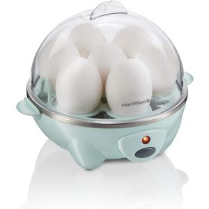 Hamilton Beach 3-in-1 Electric Egg Cooker for Hard Boiled Eggs, Poacher Eggs, Omelet Maker & Vegetable Steamer, Holds 7, Mint (25504)