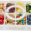 Snackle Box Container,Divided Serving Tray with Lid and Handle,8 Compartment Travel Snack Box for Candy Fruits Nuts Veggie for Travel Party Picnic1 Pack (White)