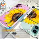 Compatible with iPhone 17 Case Card Holder for Women Cute Design,Wallet Phone Cases Transparent Cool Kawaii Protective (Clear Sunflower Sun Flower)