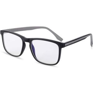 Blue Light Blocking Reading Glasses Readers Spring Hinges Sturdy Retro Style Rectangle TR Frame Unisex Black 0.00