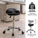 FIRAVOE Saddle Stool, Swivel Saddle Stools with Wheels, Adjustable Rolling Stool 18"-26", Faux Leather Rolling Saddle Stool for Salon, Massage, Clinic, Lab, Office (Black, 1PCS (18"-26"))
