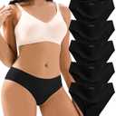 Jaywan Women's Seamless Underwear for Women 5-Pack No Show Panties for Women, Breathable Bikini Underwear for Everyday Wear Black (Black, M)