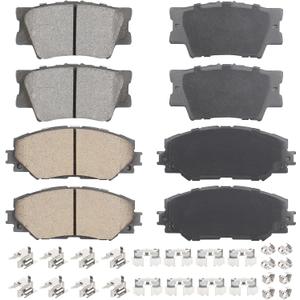 ILONPA Front Rear Ceramic Disc Brake Pads Set for Toyota RAV4 2006-2012 2.4L 2.5L (Exc. 3rd Rows Seats), for RAV4 2013-2018 Only 2.5L LE, for Lexus HS250h 8PCS(With Hardware)