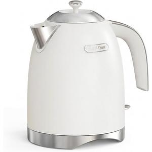 Hazel Quinn Electric Kettle - 1.7 Liters (57oz) Stainless Steel Water Kettle, BPA-Free Interior, 1200W Fast Boiling, Cordless, Rotational Base - Pearl White
