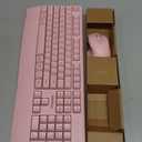 MEETION Wireless Keyboard and Mouse, Full-Sized Cordless Keyboard with Wrist Rest, 3 DPI Adjustable Mouse, Keyboard and Mouse Set with 2.4GHz USB Receiver, for PC/Computer/Laptop/Windows/Mac, Pink