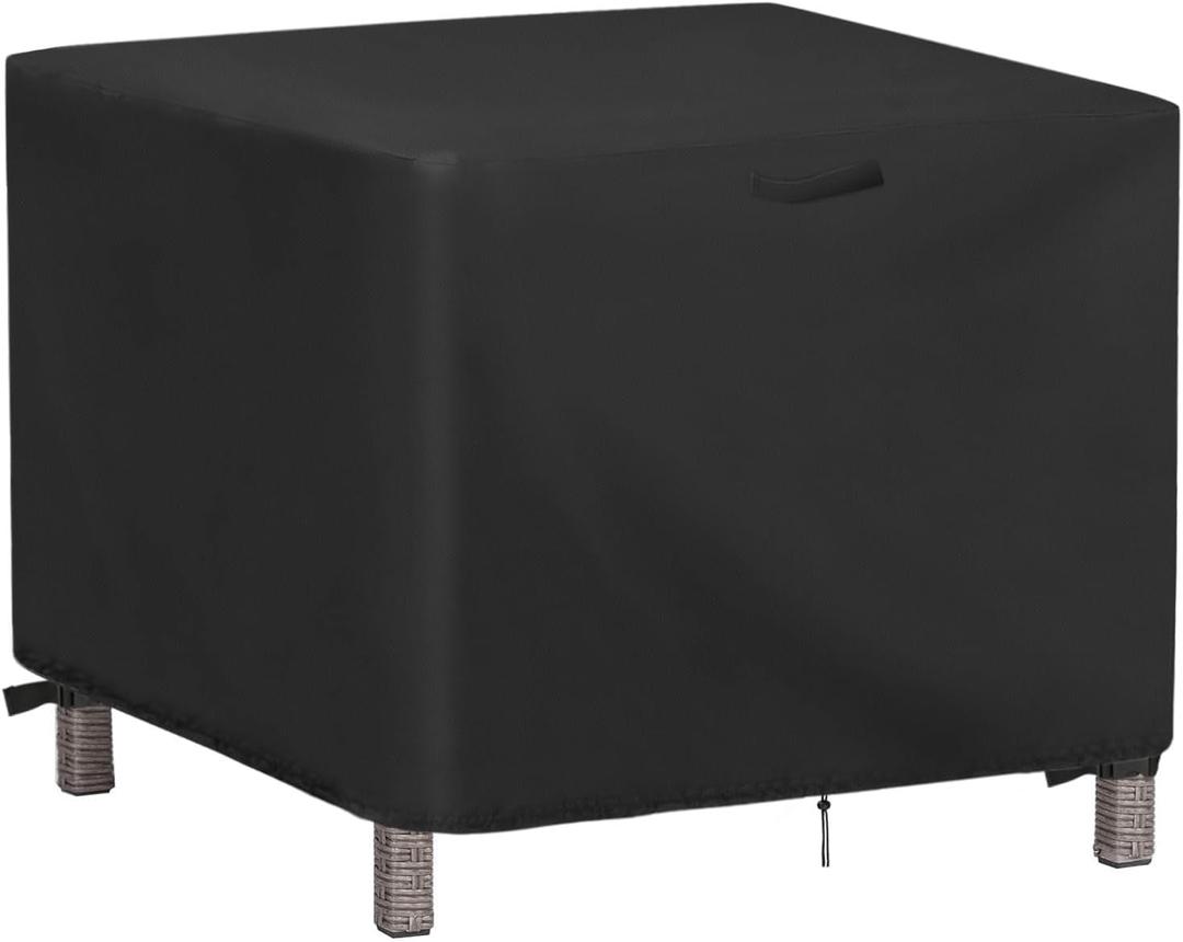 Outdoor Ottoman Cover Square, 26 Inch Waterproof Patio Ottoman Cover, Heavy Duty Outdoor Side Table Furniture Covers - 26 x 26 x 18 Inch