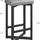 IDEALHOUSE Bar Stools Set of 4, 24.6" Counter Height Backless Barstools | Gray Upholstered PU Leather Seats, Metal X-Frame & Footrest, Modern Kitchen Stools for Home Bar, Dining Room
