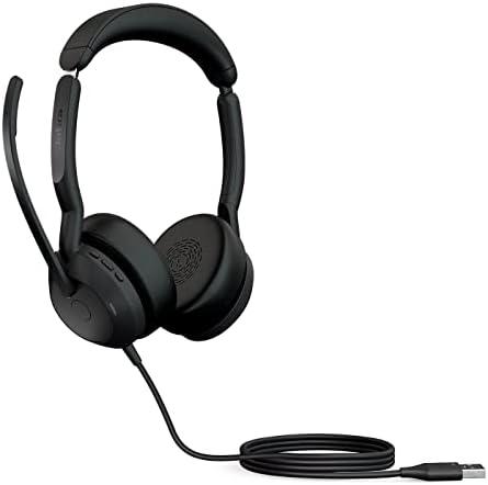 Jabra Evolve2 50 Wired Stereo Headset - with AirComfort Technology, Noise-Cancelling Mics & Active Noise Cancellation - MS Teams Certified, Works with All Other Platforms - Black