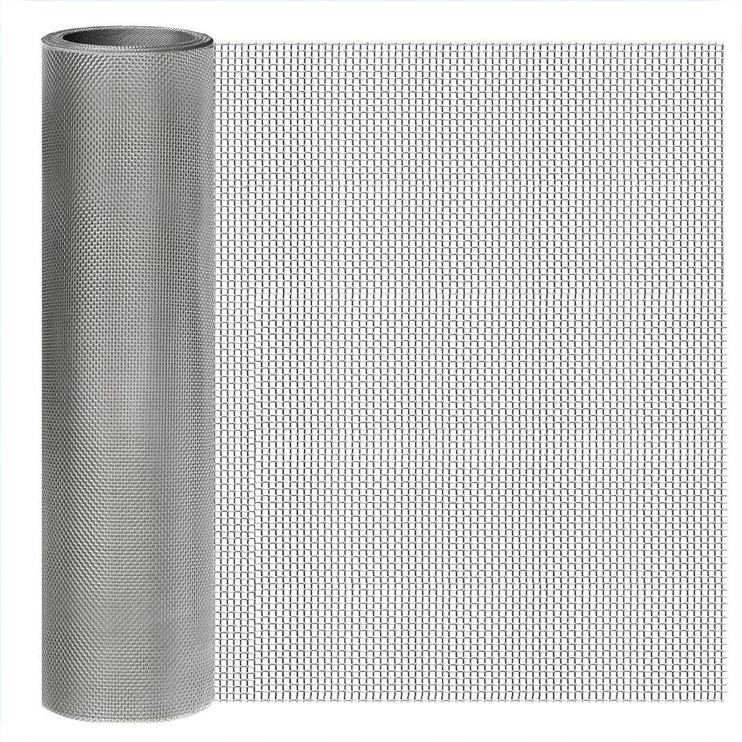 Stainless Steel Mesh Screen 10Mesh 304, 15.7" x 47.2" (40x120cm) Metal Mesh Screen, Rust Free Fine Wire Mesh Roll, Easy to Cur for Vent Mesh, Window Screen, Filters, Cage, Garden Covers