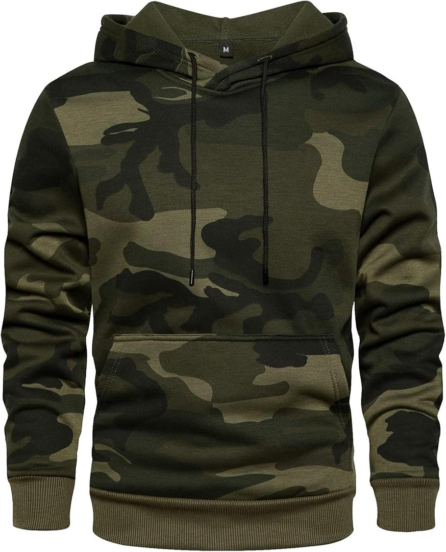 LBL Leading the Better Life Men's Solid Pullover Hoodies Sports Soft Blend Fleece Hooded Sweatshirts with Kangaroo Pocket (X-Large, Army Green #03)