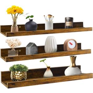 Giftgarden 24 Inch Floating Shelves Wall Mounted Set of 3, Rustic Large Wall Shelves Picture Ledge Shelf for Bedroom Living Room Bathroom Kitchen