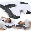 SAHEYER Side Sleeper Pillow with Arm Holes, 2 in 1 Shoulder Relief System for Rotator Cuff Pain, Memory Foam Pillow for Adults with 3 Arm Place Hole - for Side, Back and Stomach, Black