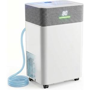 Uthfy 2500Sq.Ft Dehumidifier for Basement with Drain Hose,Large Quiet Smart Compressor Dehumidifiers for Home/Bedroom/Bathroom,Reusable Filter,Dual-Screen,Child Lock,Intelligent Humidistat,24H Timer