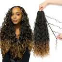 Boho Crochet Braids Close To Human Hair Pure Protein Silk Fiber 18 Inch Pre looped Goddess Box Braids with Three Soft Curls 9 Pack Bohemian Braids Crochet Hair for Black Women(T27,18Inch)