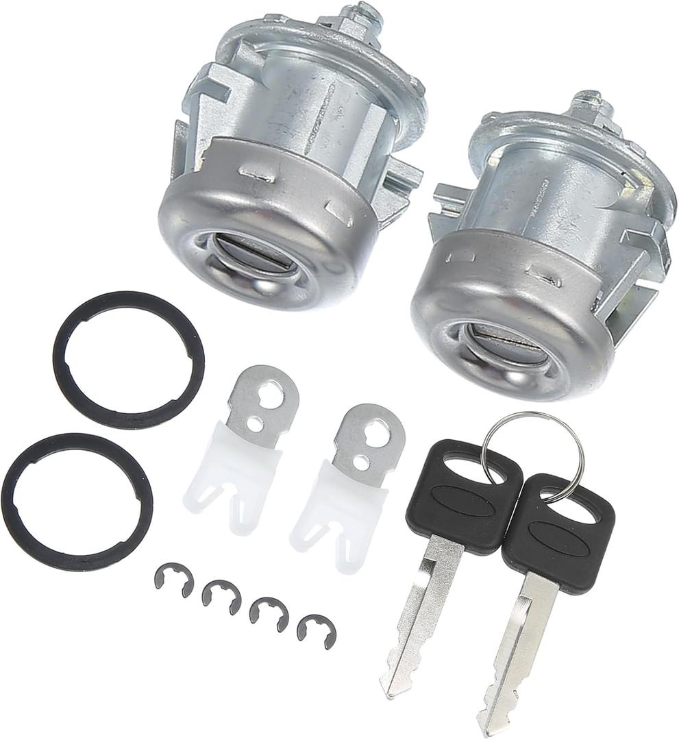 Motoforti 1 Pair Front Door Lock Cylinder Tumbler W/Key for Ford F150 F250 Explorer Expedition for Ranger E150 E250 for Lincoln No.7C3Z1521990A Left Right Door Lock W/Clip Long-lasting