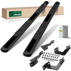 YHTAUTO 4 Inch Running Boards Side Steps Fit Toyota Tacoma 2005-2023, Extended/Access Cab, Oval Straight Carbon Steel Black Powder, Truck Cab Side Step Rails Off-Road Exterior Accessories, Set of 2 (Semi-gloss black)