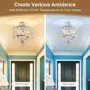 Farmhouse Crystal Ceiling Light Fixture, 3-Light Semi Flush Mount Crystal Chandelier Light Fixture Rustic Vintage White Pendant Ceiling Lamp for Hallway Corridor Kitchen Entryway Bedroom Living Room