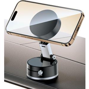 Vacuum Suction Cup Phone Mount, Strong Magnetic Multi-Directional Adjustable Foldable Phone Holder for Your Car Gym Mirror Shower Content Creator Mount for iPhone & Android