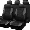 CAR PASS Quilting Leather Seat Covers Full Set,Universal Waterproof Deluxe PU Premium Car Seat Cover with 5mm Composite Sponge Inside,Airbag Compatible,Front and Rear Seat Cover for Sedan SUV Van,Gray