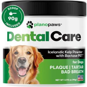 Dog Teeth Cleaning Powder - Plaque and Tartar Remover - Dental Powder with Bactase PET - Breath Freshener for Overall Dental Care - Supports Mouth, Teeth, and Gum Health for All Ages and Sizes (3.17 Ounce (Pack of 1))