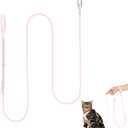 Hands Free Cat Leash Lightweight 4.1-7.2FT Adjustable Durable Rope Leash with Padded Handle, Versatile Crossbody Waist Lead for Cats Puppy 26lbs Outdoor Walking (Blush Pink, S)