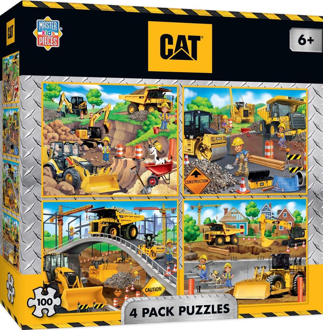MasterPieces  Jigsaw Puzzle Set for Kids 6+ Years, 4-Pack of 100 Pieces, Educational and Fun Game, Caterpillar Collection, Gift Idea for Children, 8" x 10