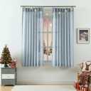 WEST LAKE Short Dusty Blue Bailey Pinch Pleated Curtains 63 Inches Long,Semi Sheer Linen Textured Living Room Bedroom Drapes,Farmhouse Light Filtering Back Tab Window Treatment,40" Wx63 L,2 Panels