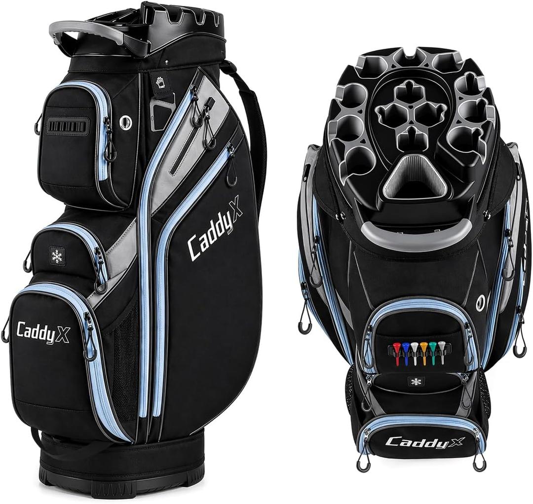 14-Way Golf Cart Bag, Professional Organizer Cart Bag with Anti-Rattle Top