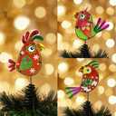 3Pcs Christmas Tree Topper Red Funny Cardinal Bird Glass Tree Topper Christmas Tree Outdoor Decor for Xmas Holiday New Year Home Decoration
