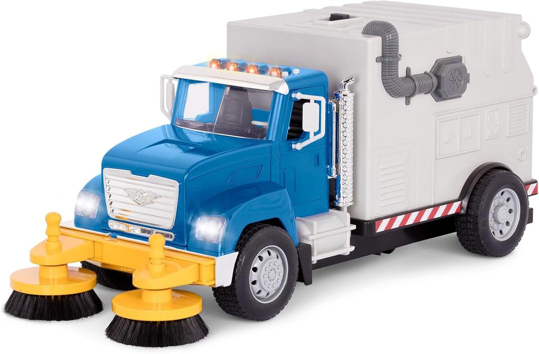 Driven by Battat - Electric Street Sweeper Kids ToysCars with Spinning Brushes & Lights - 1:16 Scale with Working Doors & Sounds - Tilting Container for Ages 3+
