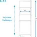 Zvyteay 4 Tier Mini Fridge Shelf Adjustable Height Storage Shelf Metal Storage Rack Mini Fridge and Microwave Stand for Dorm, Kitchen, Office, White, 24"W x 18"D x 73"H