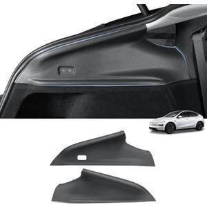 LUCKEASY Rear Trunk Side Up Layer Protective Cover for Tesla Model Y Juniper 2025 2026 New 5 Seat Cargo Left & Right Panel Protection Double-Sided Tape Cargo Side Protect Mat TPE Black
