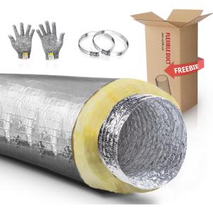 6 in. x 25 ft. Insulated Flexible Duct R4.2 Silver Jacket, 6 - Flexible Ductwork - Ducting & Venting