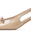 Mattiventon Slingback Heels for Women Kitten Heels Bow Ankle Strap Pointed Toe Heel Sexy Wedding Dress Party Pumps (9, Nude)