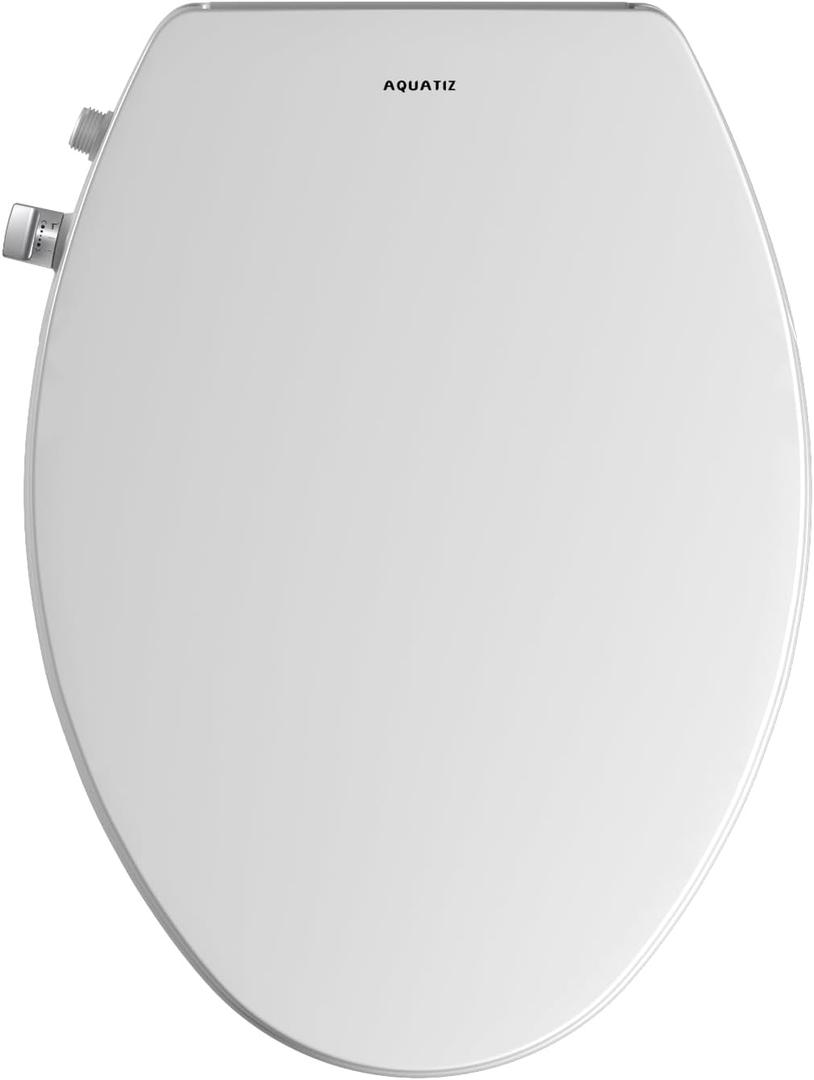 Elongated Bidet Toilet Seat with Soft Close, Non-Electric Bidet Toilet Seat with Self Cleaning Dual Nozzles, Fit Elongated Toilet Seat, Bidet Attachment