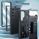 FNTCASE for Samsung Galaxy S24-Ultra Case: Military Shockproof Protective Phone Cover with Belt-Clip Holster & Kickstand, Heavy Duty Drop Proof Protection Durable Rugged Cases for S24Ultra 5G, Black