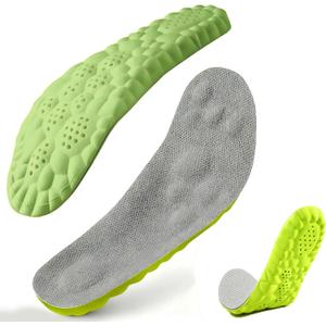 Pickleball Insoles, 4D Memory Foam Arch Support Inserts, Cloud Comfort Breathable Cushion, Anti-Slip Massage Arch Support Inserts for Men Women (Men 8-9 / Women 9.5-10)